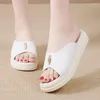 Hausschuhe Leder Damen Sommermode Modern Outdoor Slipper Mittelabsatz Dicke Sohle Sandalen Strand