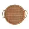 Piatti Agriturismo Rattan Intrecciato Cesto di Frutta Pane Vassoio Da Portata Con Manici Decorativo Rotondo Display Rettangolare Per Dropship