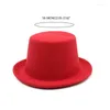 Bérets Chapeau Fedora à bord roulé pour adulte, couleur unie, casquette de magicien Panama, Costume de Cosplay en laine, haut plat unisexe