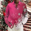 Men's Casual Shirts 2023 Christmas Theme Snowflake 3D Printing Button Up Shirt Long Sleeve Holiday Party Top Year Couple 6XL