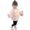 Jassen Mode Baby Meisjes Nep Bontjassen Grote Boog Kralen Winter Warme Jas Elegant Meisje Kinderen Verjaardag Prinses Overjassen Kinderkleding