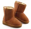 Echt leer Aus U5281 Kid Jongens meisjes kinderen baby snowboots Zachte comfortabele schapenvacht pluche warme laarzen leuke kerstverjaardagscadeaus