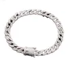 Bracelet en argent véritable S925 pour hommes, or 14 carats 18 carats, jaune blanc, diamant Moissanite pur, chaîne cubaine