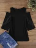 Women's T Shirts 2023 Spring Summer Mesh Elegant Cold Shoulder Blouse Black Fashion Casual Chic Mature Temperament Unique Tops