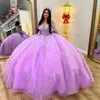 Vestidos de 15 anos de luxo lavanda quinceanera vestido apliques rendas contas até o chão princesa vestidos de baile doce 15 16 vestidos