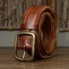 Bälten 3.3 cm breda retro trendig och personlig ormmönster Fjäderkant Bälte Herrskinnsnål Buckle Layer Cowhide Jeans