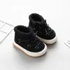 Flat shoes 2023 Baby Winter Boots AntiSlip Rubber Sole Girl Shoes Lamb Wool Patchwork Toddler First Walkers Warm Kids Boys Snow 231216