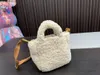 INS Children fleece handbags girls faux fur basket tote bag kids one shoulder messenger bags S0957