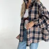 Blouses pour femmes Vbqbsql à la mode automne et hiver classique rétro style petit ami chemise à carreaux manteau tout-match en vrac