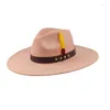 Berets 9.5 CM Big Brim Retro Jazz Fedora Hats Men Suede Caps Women Top Felt Hat Peach Heart Tweed Sombrero Hombre