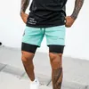 Calças masculinas esportes dupla camada shorts para treinamento férias duas peças de basquete correndo fitness sweatpants homens