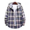 Casual shirts voor heren plaid print shirt heren met een kap met een kap met een capuchon