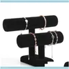 Banner Stand Bijoux Stand Emballage 2 Couche Veet Bracelet Collier Affichage Angle Support de Montre T-Bar Multi-Style en Option Wfxxf Dr306L