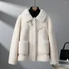 Women's Fur Lamb Wool Jacket Fashion 2023 Granular Cashmere Coat Stitched All-in-one Korean Version Of Motorcycle