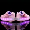 Klänningskor barn rullskridskor barn lysande led flickor sneakers utomhus pojkar sport tennis heta hjul storlek29-40