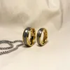 Wedding Rings Tungsten Gold-Color Ring For Men Wemen 8mm 6mm Stepped Edges Multifaced Hammered Black Band Brushed Finish Comfort Fit