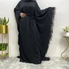 Ropa étnica Mujeres Eid Vestido musulmán Abaya Jalabiya Marruecos Vestidos de fiesta Dubai Abayas Kaftan Islam Vestidos Árabe Vestido largo Cinturón