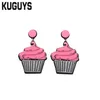 KUGUYS – boucles d'oreilles en acrylique rose pour femmes, bijoux à la mode, goutte d'eau, gâteau, tendance, Dangle, 2182
