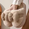 Slippers Lovely Winter Boots Home For Women Plush Velvet Snow Boot Keep Warm Platform Cotton Shoes Bow Tie Indoor Slipper