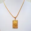 Faith – chaîne en corde remplie d'or massif 24 carats, pendentif carré, bijoux 600mm242r