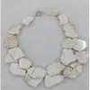 Charm Chunky White Turquoise Slice Handmased Bib Necklace Woman Handmade 18'''258U