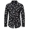 Men's Casual Shirts 2023 Christmas Theme Snowflake 3D Printing Button Up Shirt Long Sleeve Holiday Party Top Year Couple 6XL