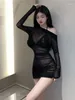 Casual Dresses Women's 2023 Sexy Summer Spicy Girls Mature Transparent Uniform Kjol Solid Color Temptation Fashion Slim Underwear Set 6opo