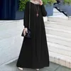 Casual Dresses Ladies For Party Women's Long Dress Solid Color Crew Neck Elegant Sleeve Large Vestido