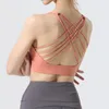 Lu-K Mulheres Cross Back Yoga Sport Bras Sexy Strappy Criss Cross Cropped Bras Acolchoados Sutiãs Cropped Tops Sports Running T-Shirt Yoga Outfit cor sólida