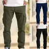 Męskie spodnie Mężczyzn ładunek swobodny spodni stały kolor męskie spodnie z kieszenią luźne dopasowanie letnie vintage proste nogi streetwearu 231216