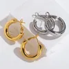 Hoop & Huggie AENSOA Top Quality Gold Silver Color Copper Alloy Thick Earrings Circle Round Women Men Chunky Hoops Earring Punk Je228Q