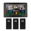 Väggklocka LCD digital väderstation 3 sensor trådlöst inomhus utomhus termometer hygrometer barometer prognos modern klock y20320j