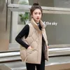 Women's Vests GRELLER Women Vest Coat Solid Winter Autumn Puffer Jacket Stand Collar Casual Windbreaker Cotton Padded Warm Sleeveless