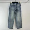 Blue Denim Women Pocket Rhinestone Pants Jean Designer Designer Dżinsy żeńskie spodnie