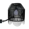 Trädgårdsdekorationer 13.4 '' D Black PE Battery Operated Woven Polyeten Hängande Pendant Light Lantern