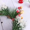 Decorative Flowers Coronas Para Puertas De Entrada Red Fruit Front Door Wreaths Wooden Artificial Garland