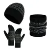 Berets Winter Kontrastfarbe Mütze Schal Handschuh Set Gemütliche Accessoires Strickmütze Handschuhe mit Fleecefutter für Damen