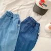 Jeans Kinder Jeans 1-7 Jahre Kleinkindjunge Mädchen weiche Denim Lange Hosen Elastische Taille Feste Farbe Harem Hose-Hose Herbst Kleidung 231216