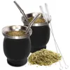 Tasses 8oz thé Yerba Mate tasse 304 Inox Double paroi isolée sous vide en acier inoxydable paille ensemble de café avec cuillère brosse Bombilla 231216