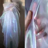 Table Cloth 150cm 100cm designer escent Fabrics Colorful Shiny Gauze Fabric Stage Wedding Decor Voile Transparent Holographic 231216
