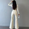 Herenbroek Stijlvolle Chique Leren Broek Sexy Hoge Taille Lange Flare Vrouw Voor Lente Zomer Trekkoord Zwarte PU Broek 231216