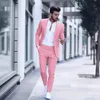 Mäns kostymer blazrar man avslappnad mode lyxig affärsdräkt för bröllopsfest tuxedos smal fit lapel rosa maljacketpants 231216