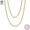 Ketten Rinntin 18 Karat Gold über 925 Sterling Silber 3 mm italienischer Diamantschliff kubanische Gliederkette Halskette für Frauen Männer Modeschmuck S186O