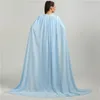 2024 Sky Blue Evening Pageant Dress with Cap ärmar O-Neck spetsapplikationer Chiffon Muslim Prom Formal klänning Vestidos de Gala Robe de Soiree