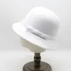 Boinas Otoño e invierno Mujeres Fedoras Sombreros Dome Top Caps para mujer Lana Poliéster 56-58 cm Pequeño ala Correas simples Señora elegante