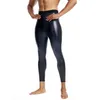 Kvinnors byxor s mens mager läder kroppsformar midja tränare bred hög elastisk leggings komprimering underkläder fitness 9pts 231216