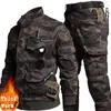 Survêtements pour hommes Camouflage polaire tactique cargo ensembles hommes extérieurs multi-poches bombardiers vestes pantalons militaires combat costumes résistants à l'usure