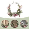 Decorative Flowers Pink Decor Artificial Flower Realistic Wreath Green Plants Door Hanging Scene Iron