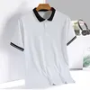 Polos pour hommes Corée Style Solide 2023 Marque Mode Soie Polos À Manches Courtes Noir Blanc Été Respirant Tops Tee Oversize 5XL