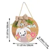 Flores decorativas Pascua puerta delantera signo feliz Adorable resistente al agua duradero Anti decoloración corona rústica